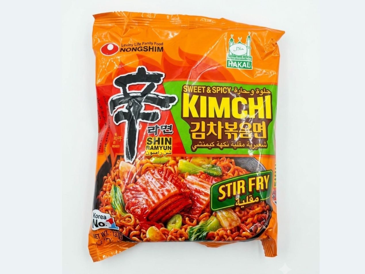 شن رامين نودلز مقلية فورية بنكهة الكيمشي الحارة هوت 137جم