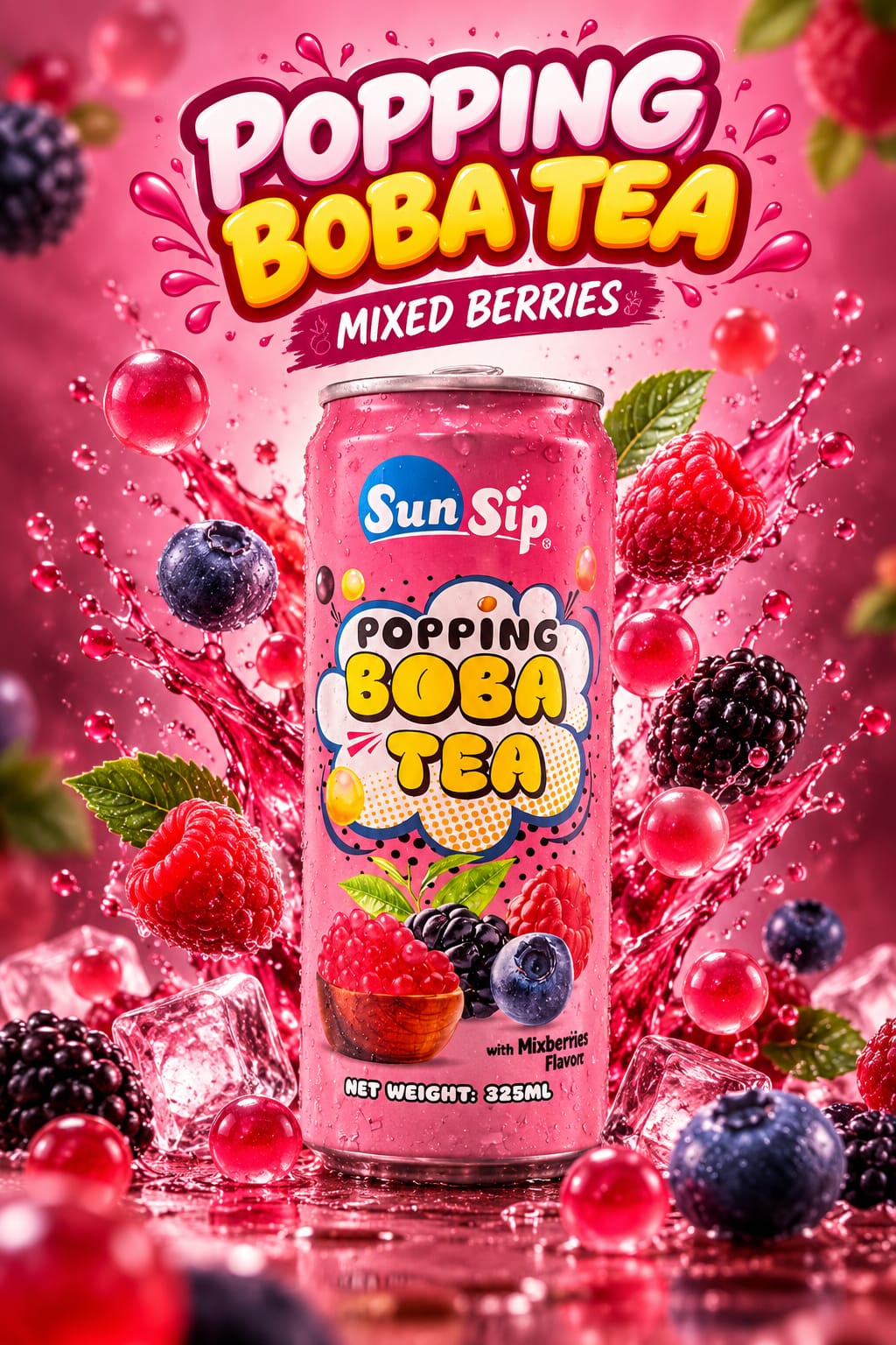Sun Sip Blueberry Bubble Tea 325ml